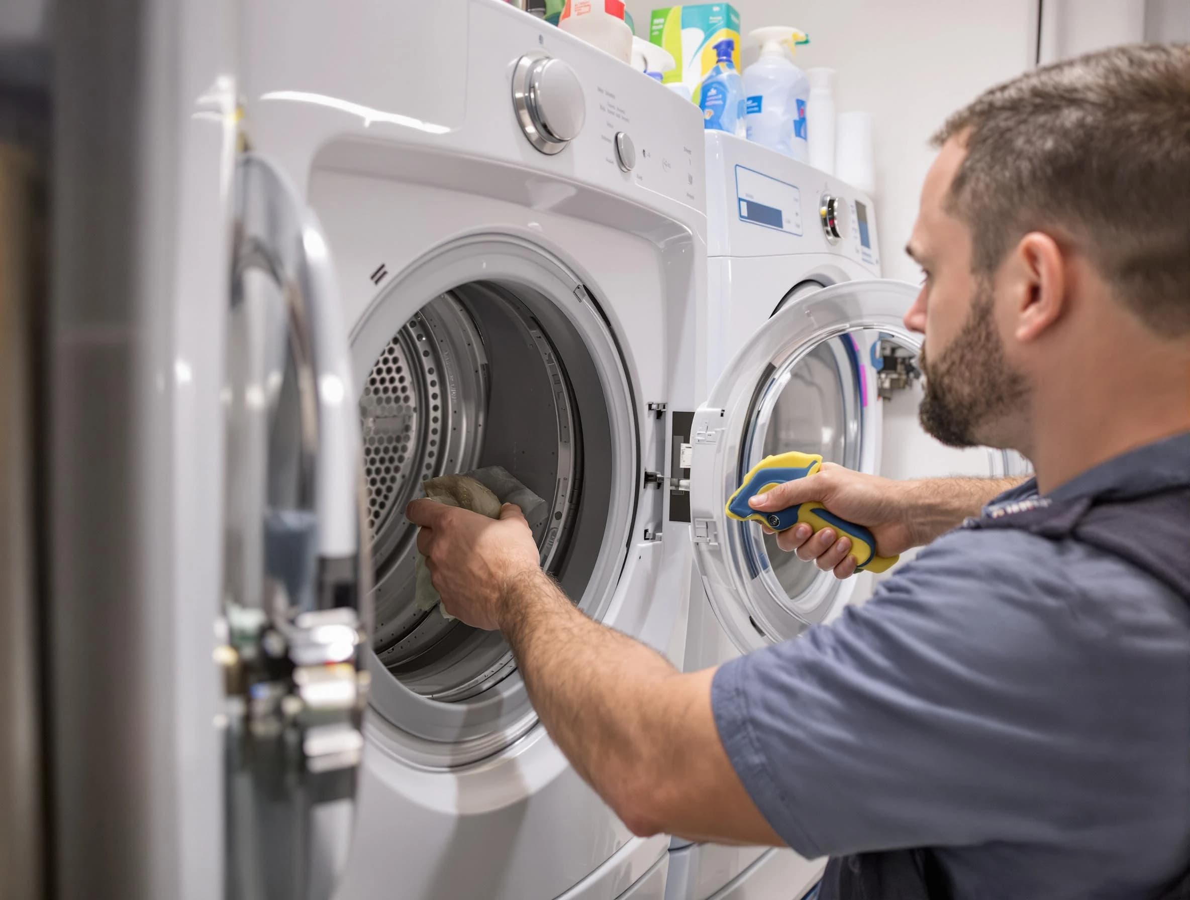 Fountain Hills Dryer Vent Cleaning specialist removing lint buildup from a dryer lint trap system in Fountain Hills