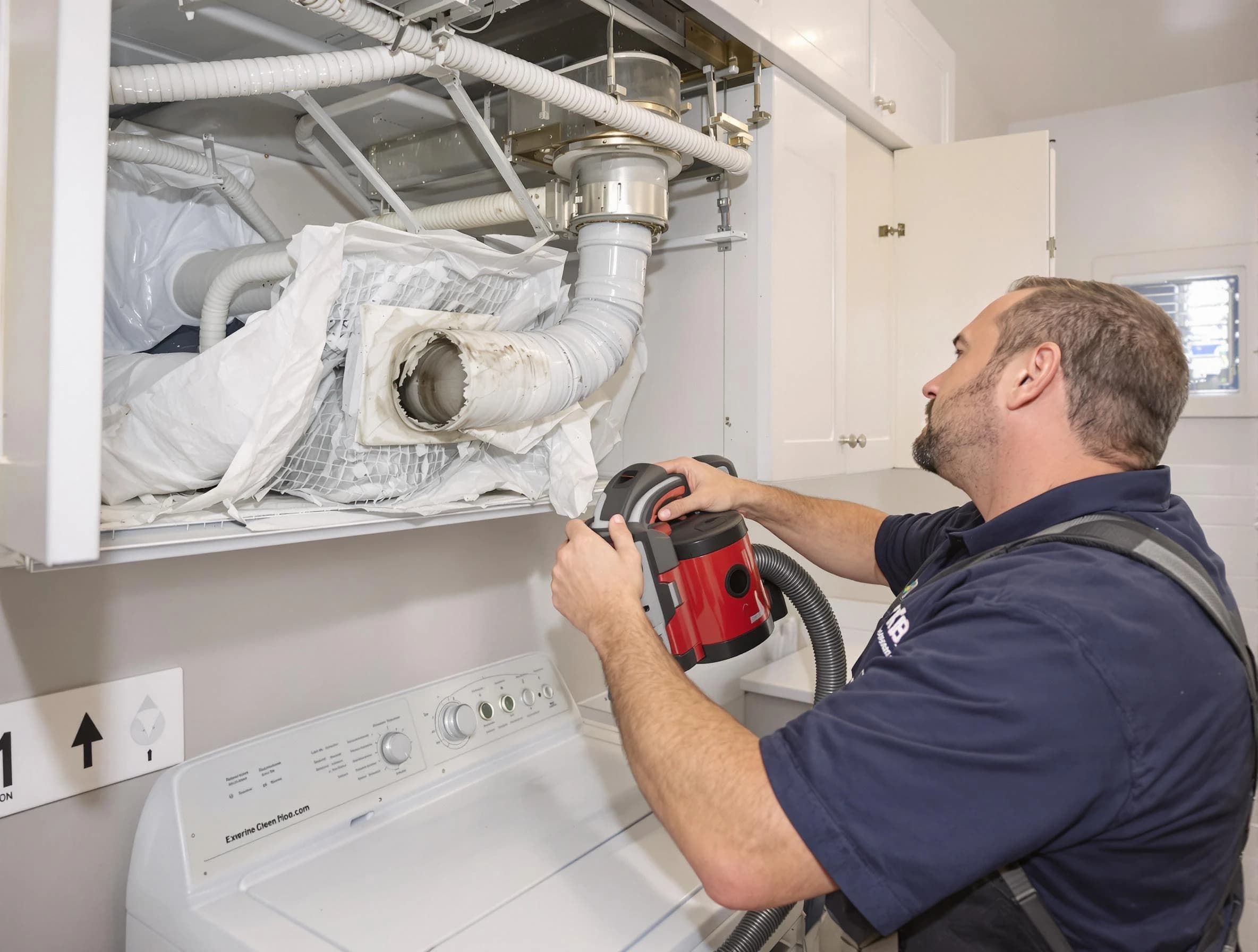 Fountain Hills Dryer Vent Cleaning technician performing professional exhaust vent cleaning at a residential property in Fountain Hills