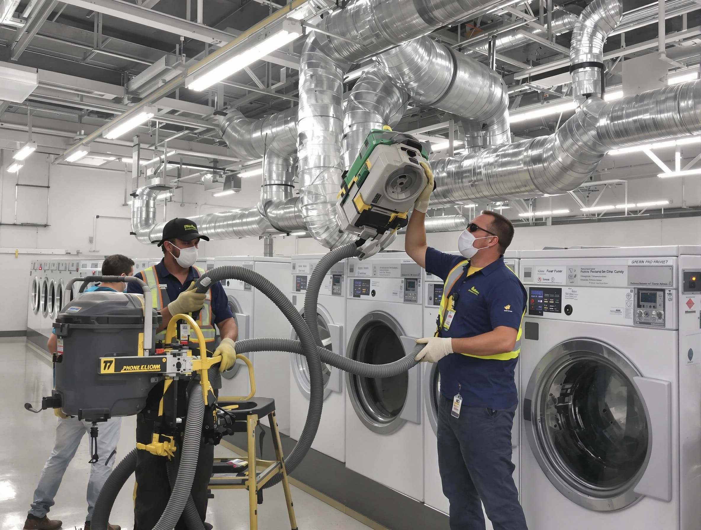 Fountain Hills Dryer Vent Cleaning team cleaning large-scale industrial dryer vent systems at a facility in Fountain Hills