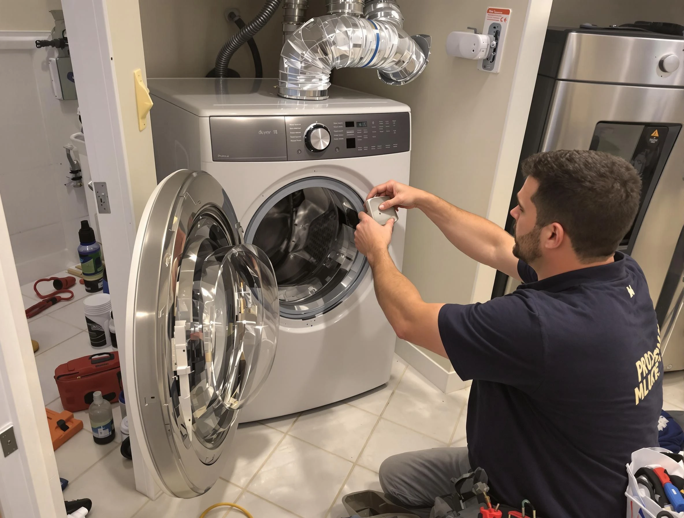 Fountain Hills Dryer Vent Cleaning technician performing precise dryer vent hose installation in Fountain Hills